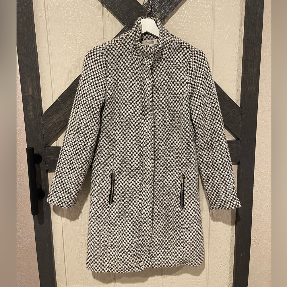 Charlotte Russe Dress Coat - Size Small - Color Black and White